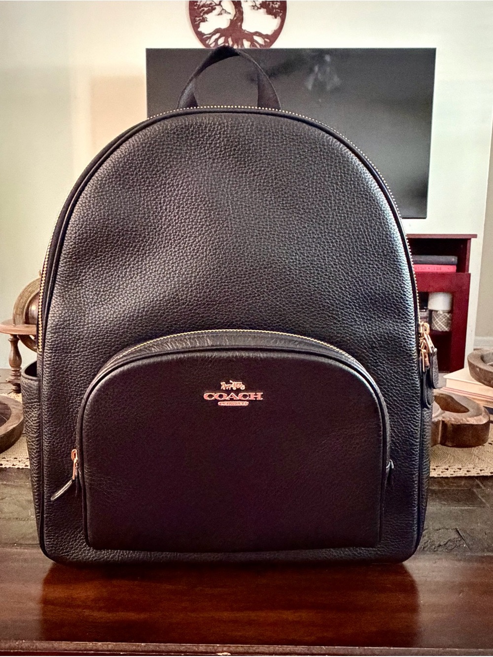 Coach Large Court Backpack-NWOT-Black Pebble Leather-Gold Trim-Style #5669